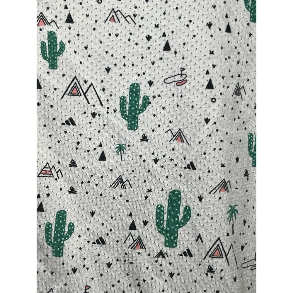 Adidas Adicross Shirt Mens 2XL Tan AOP Cactus Aztec Golf Short Sleeve SKU62